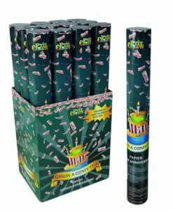 TUBE CANON A CONFETTIS (Joyeux Anniversaire) Distance 2 M - Tube 40 Cm