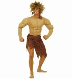 HOMME DE LA JUNGLE (Costume Musclé, Bandeau) Tailles Adultes