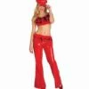 TENUE SEXY GIRL VINYLE (Pantalon, Bustier, Chapeau) Couleur Rouge - Taille M -FêteMagique Soldes 3294E nc 3294E a