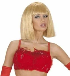 SOUTIEN GORGE A PLUMES (Rouge, Paillettes Or/argent)