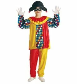 COSTUME D'ARLEQUIN (Chapeau, Masque Et Col) Tailles Adultes