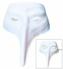 LOUP VÉNITIEN LONG NEZ (Loup Blanc à Peindre) Masque En Plastique
