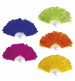 ÉVENTAIL EN PLUMES (Éventail Carnaval Brésilien ) Assortiment 5 Coloris