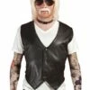 GILET DE BIKER SIMILI CUIR (Taille Unique Homme) -FêteMagique Soldes 55870