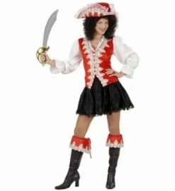 FEMME PIRATE ROYALE (Tenue Rouge En Velours) Tailles Adultes