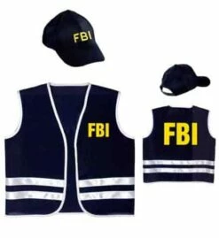 SET AGENT FBI ENFANT (Veston Avec Casquette) Taille Unique 8/10 Ans
