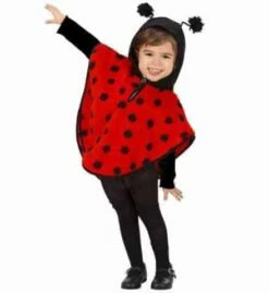 PONCHO PETITE COCCINELLE (Poncho Et Capuche Peluche) Tailles 1/2 Ans Et 3/4 Ans