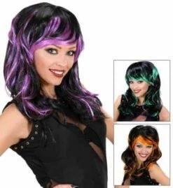 PERRUQUE BICOLORE STRIÉE (Assortiment 3 Coloris) Perruque En Sachet