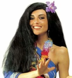 PERRUQUE HAWAÏENNE (Perruque Longue Avec Fleur) En Sachet