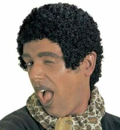 PERRUQUE AFRO NOIRE (Cheveux Effet Mouillés)