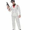 COSTUME DE GANGSTER (Blanc Et Rayures Noires) Tailles Adultes - Démo Vidéo -FêteMagique Soldes 6577 nc 6577 a