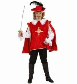 JEUNE MOUSQUETAIRE (Chemise Et Casaque Rouge) Tailles Enfants De 5 à 13 Ans
