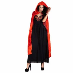 CAPE DE VAMPIRE VELOURS (Cape Rouge Avec Capuche) Taille 170 Cm