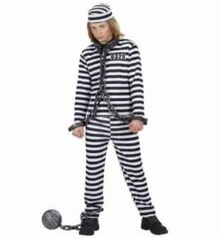 TENUE PRISONNIER ENFANT (Veste, Pantalon, Calot) Blanc/noir - Tailles Enfants
