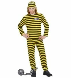 TENUE PRISONNIER ENFANT (Veste, Pantalon, Calot) Jaune/noir - Tailles Enfants