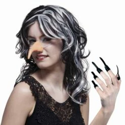 NEZ ET ONGLES SORCIÈRE (Faux Nez Et 10 Ongles Noirs)