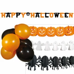 KIT DÉCORATION HALLOWEEN (Guirlandes, Ballons, Guirlande Happy Halloween)