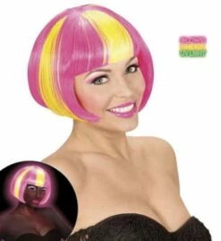 PERRUQUE VALENTINA NÉON (Bicolore Rose/jaune)