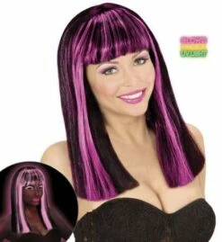 PERRUQUE PATSY BICOLORE (Mèches Roses Néon)