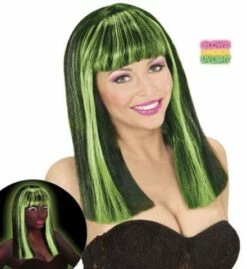 PERRUQUE PATSY BICOLORE (Mèches Vertes Néon)