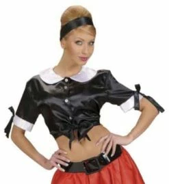 CHEMISE SATIN ANNÉES 60 (Tie Top Rétro Noir)
