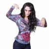 CHEMISE DE FEMME ZOMBIE (T-shirt Long Imprimé M/L) -FêteMagique Soldes 84316
