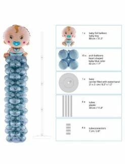 TOTEM BABY BOY BLEU (Hauteur 175 Cm - 16 Ballons)