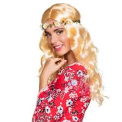 PERRUQUE HIPPIE BLONDE (Perruque Femme à Fleurs)