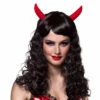 PERRUQUE DE DIABLESSE (Longue Et Noire Avec Cornes) -FêteMagique Soldes 86004