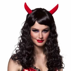 PERRUQUE DE DIABLESSE (Longue Et Noire Avec Cornes)
