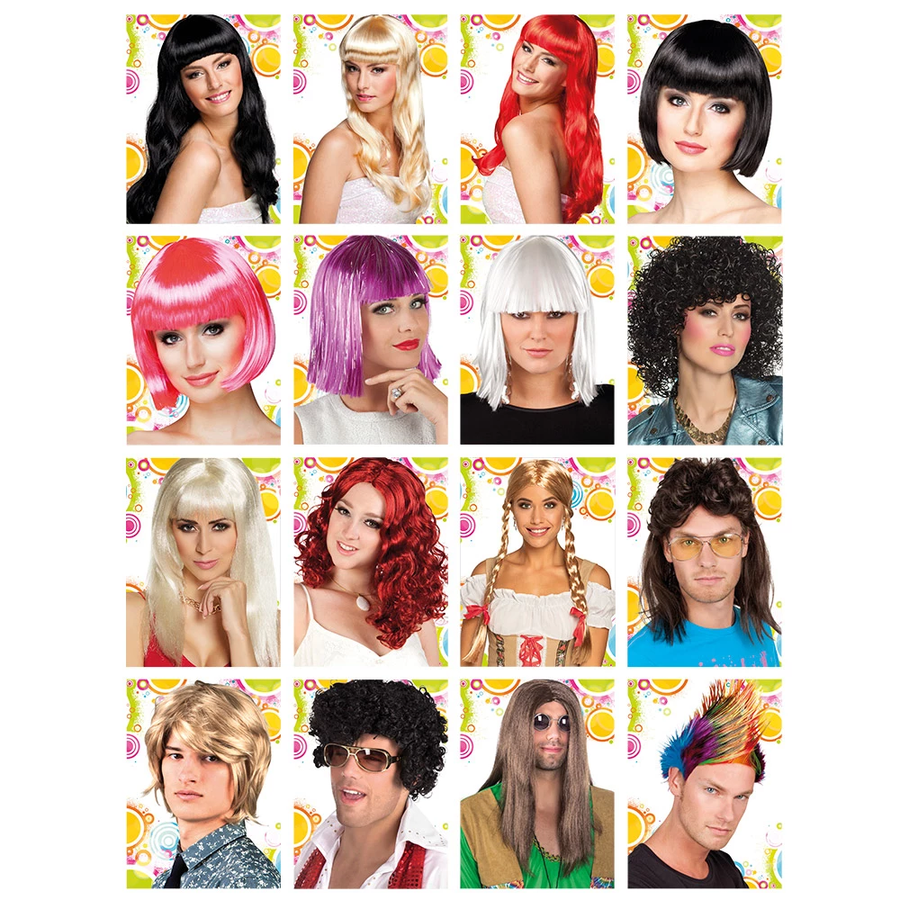 PACK 16 PERRUQUES MIXTES (Modèles Hommes/Femmes) 3 PACK 16 PERRUQUES MIXTES (Modèles Hommes/Femmes)