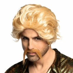 PERRUQUE + MOUSTACHE (Perruque Homme Blond)