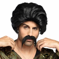 PERRUQUE + MOUSTACHE (Perruque Homme Brun)