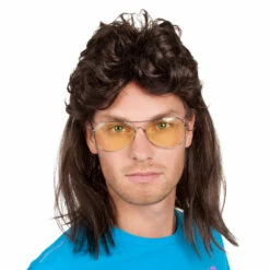 PERRUQUE HARD ROCK (Perruque Longue - Brune) Rock - Métal - Années 80