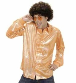 CHEMISE DISCO ORANGE (Chemise Holographique) Tailles Adultes