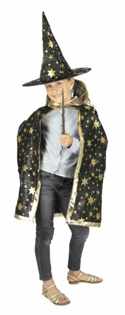 SET DE PETIT SORCIER STAR (Chapeau Et Cape étoiles) Taille Standard Enfant