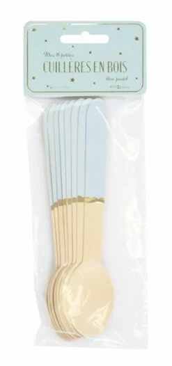 SET DE 8 PETITES CUILLÈRES (Bleu Pastel En Bois)