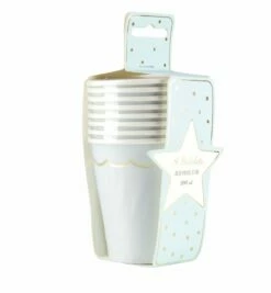 GOBELETS BLEU PASTEL/OR (Pack 8 Gobelets 20 Cl)