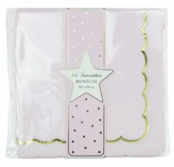 SERVIETTES ROSE PASTEL/OR (16 Serviettes 33 X 33 Cm)
