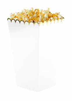 BOITE A POP CORN BLANCHE (Pack 8 Pièces - 7 X 12 Cm)