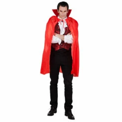CAPE DE VAMPIRE ROUGE (Cape Avec Un Grand Col) Taille 120 Cm