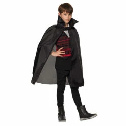 CAPE DE VAMPIRE ENFANT (Cape Noire Avec Grand Col) Taille 75 Cm