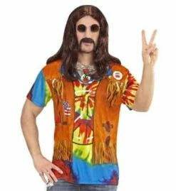 T-SHIRT HIPPIE HOMME (Impression Photo Réaliste) Tailles Adultes - Démo Vidéo