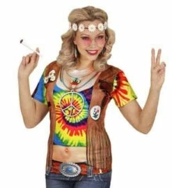 T-SHIRT HIPPIE FEMME (Impression Photo Réaliste) Tailles Adultes - Démo Vidéo