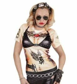 T-SHIRT BIKER FEMME (Impression Photo Réaliste) Tailles Adultes - Démo Vidéo