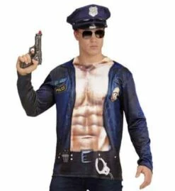 T-SHIRT LONG POLICIER US (Impression Photo Réaliste) Tailles Adultes - Démo Vidéo