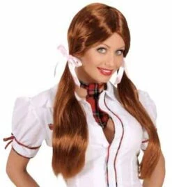 PERRUQUE D'ÉCOLIÈRE (Cheveux Roux Et Longs) Perruque En Boite