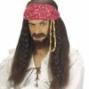 PERRUQUE PIRATE BANDANA (Le Pirate Des Caraïbes) Barbe, Moustache, Perles