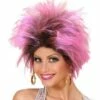 PERRUQUE URBAN VIBE (Bicolore Rose Et Noire) Perruque + Boucles D'oreilles -FêteMagique Soldes F0818 nc F0818 a