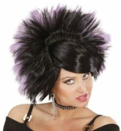PERRUQUE PRINCESSE ROCK (Cheveux Noirs Et Violets) Perruque En Boite
